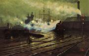 Lionel Walden The Docks at Cardiff oil painting on canvas